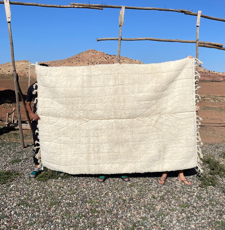 Handgeknüpfter marokkanischer Berber Teppich Weiß